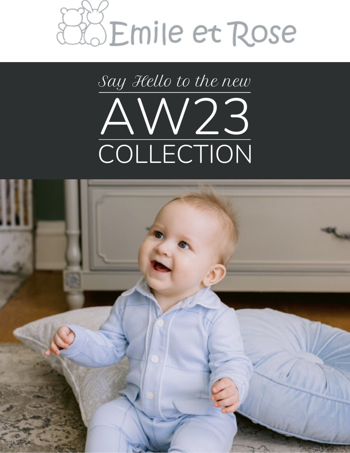 Emile et Rose AW23 Collection launch email hero graphic