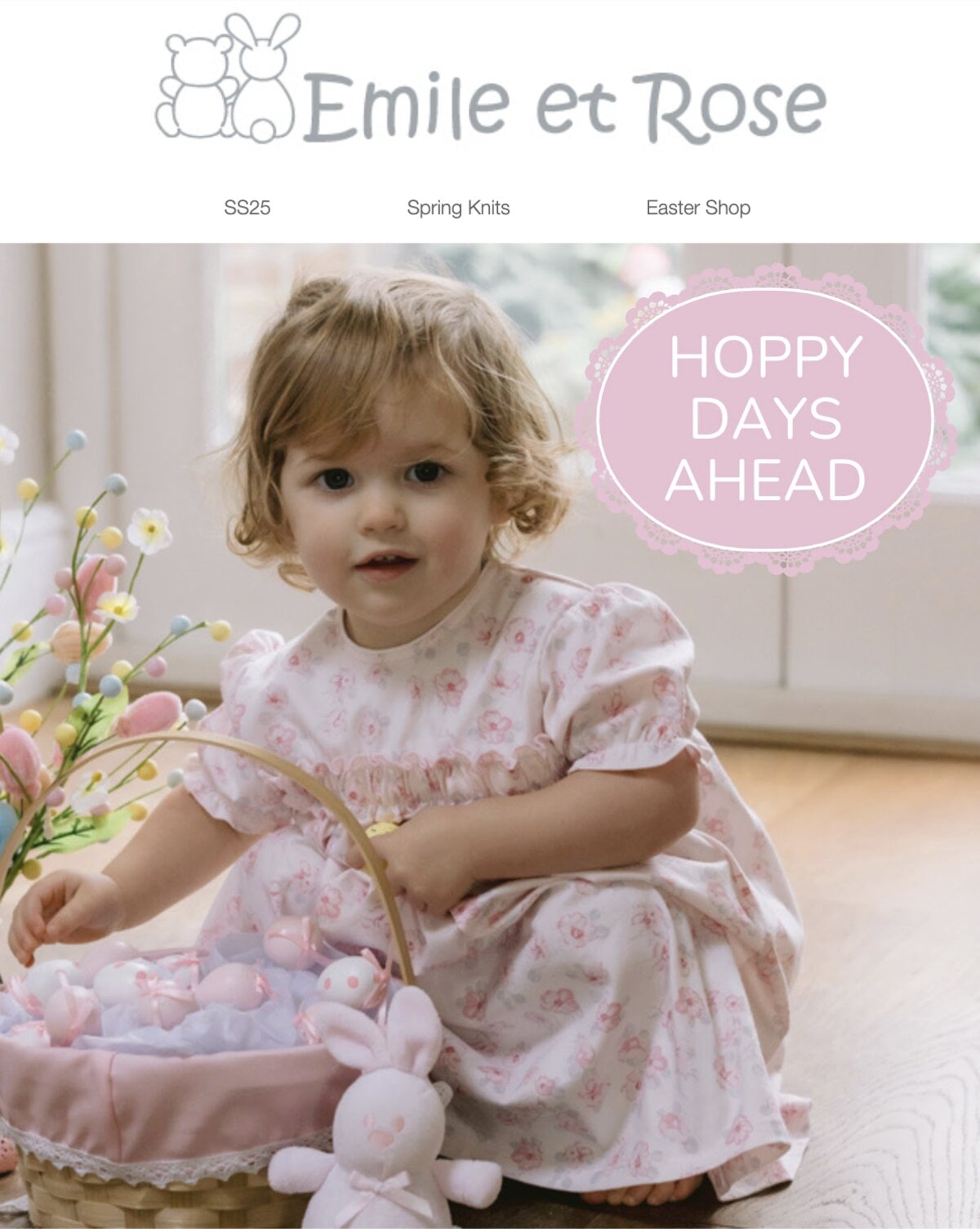Emile et Rose Hoppy Days Ahead Easter email hero graphic