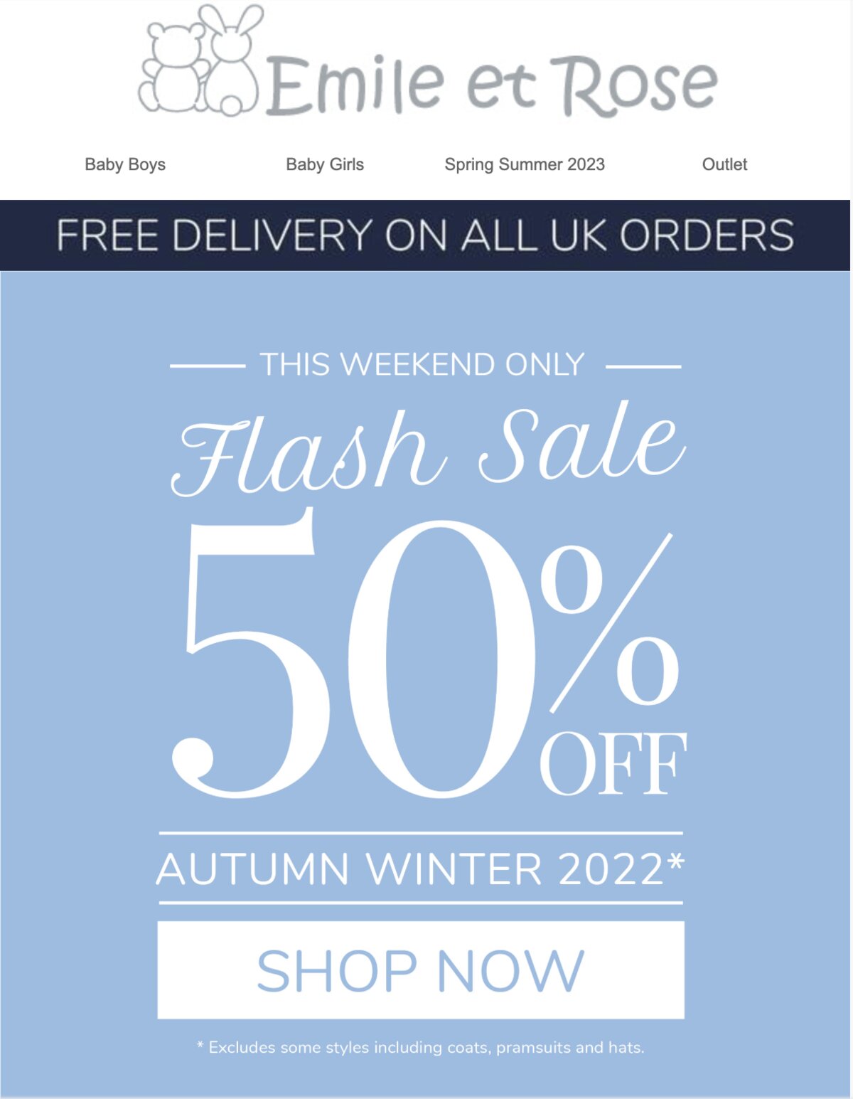 Emile et Rose Flash Sale email hero graphic