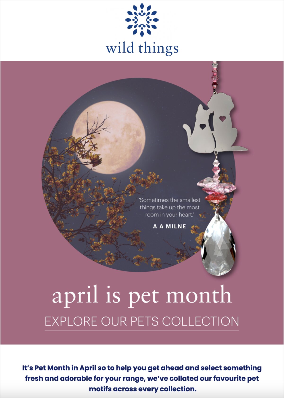 Wild Things Gifts April Pet Month email hero graphic